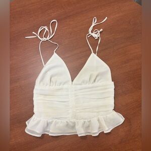 Wilfred Aritzia Cream Ruched Camisole Top